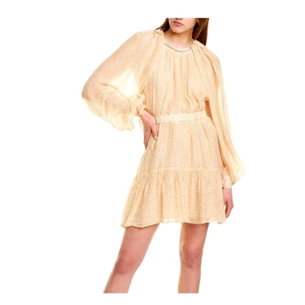 Sabina Musayev Harriet Mini Dress Women M Yellow Floral Metallic Designer Luxury